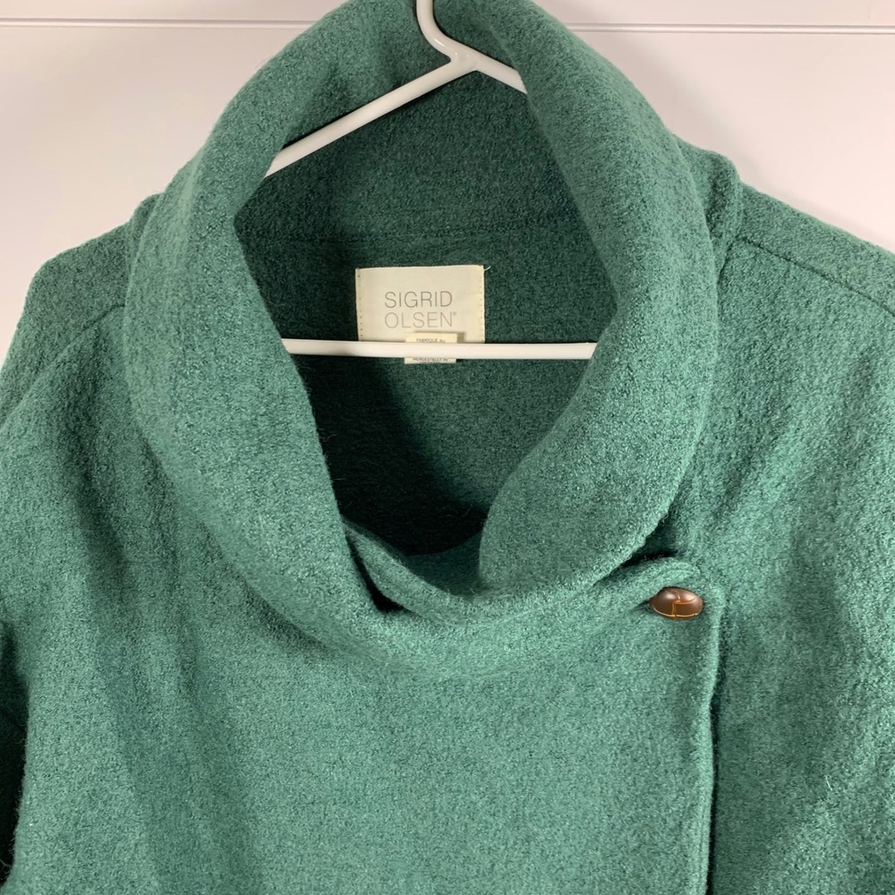 Sigrid Olsen Wrap Jacket Green Wool Blend Christmas Women XL Artsy Lagenlook - Picture 3 of 8